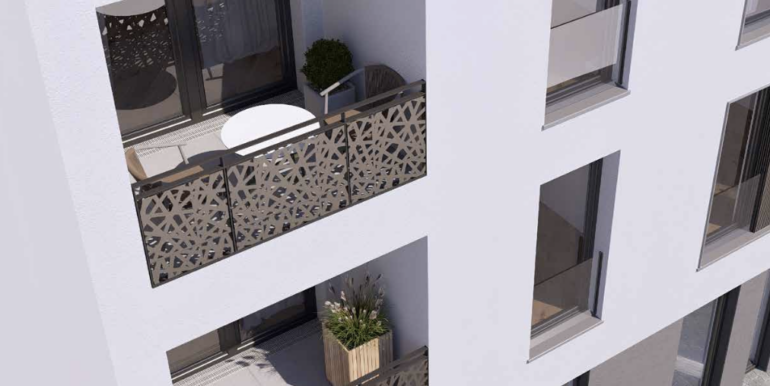Animierte Aussenansicht mit Balkon